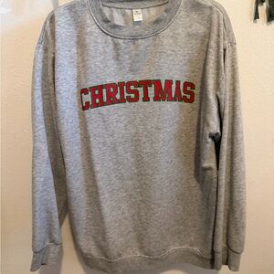Festive Gray Christmas Crew Neck Sweater